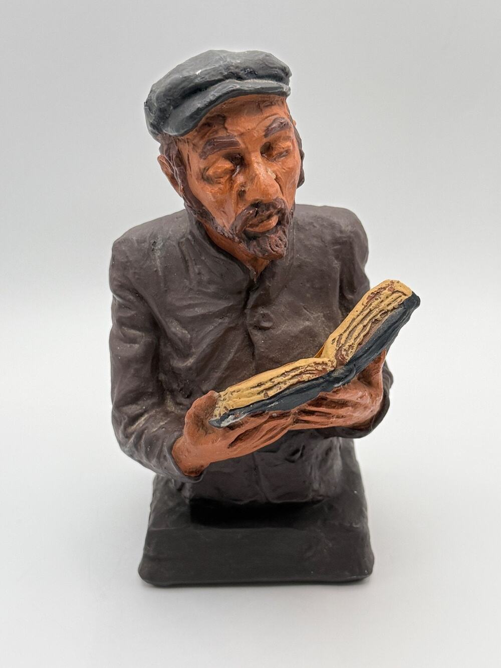 Vintage 1969 David Kaplan Jewish Rabbi Reading Torah Judaica Sculpture 7"
